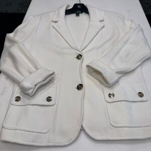 Lauren Ralph Lauren Winter White Cotton Knit Blazer Size Large